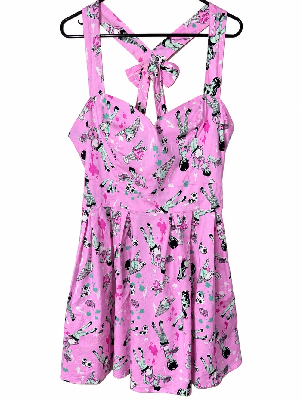 Hell Bunny Zombie Diner Pink Horror Pinup Swing Dress Rockabilly Halloween XL
